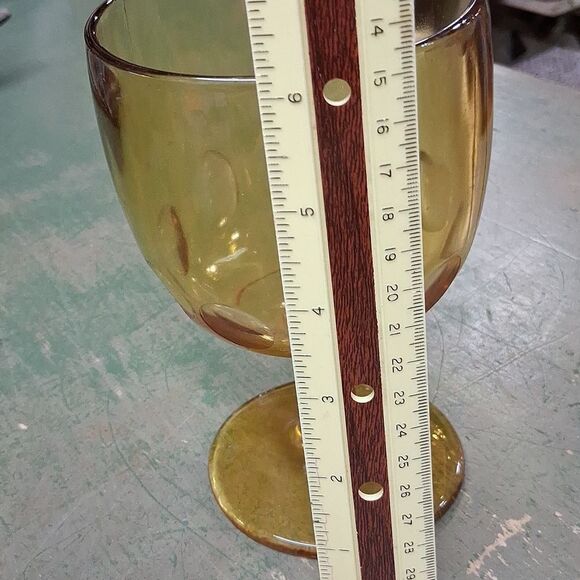 Vintage Bartlett Collins Golden Amber Thumbprint Goblet - Picture 6 of 7